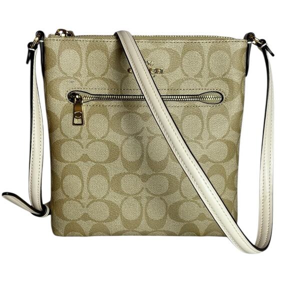 Coach Handbags - Coach File Mini Rowan Crossbody Bag Signature Canvas Khaki Chalk C2498